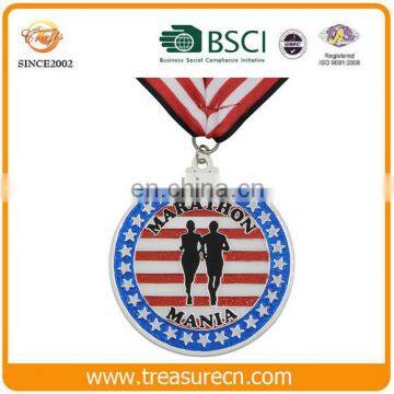 Zinc alloy gold plated antique silver brass award carnival medal with ribbon