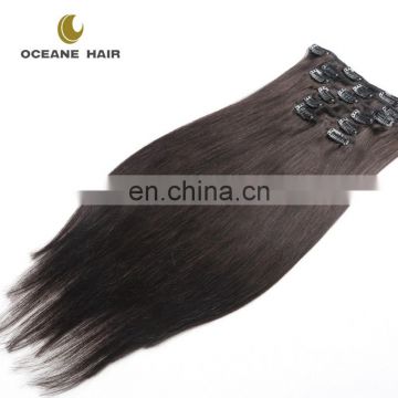 Factory price fashional virgin cheap brazlian human hair dark brown clip hair