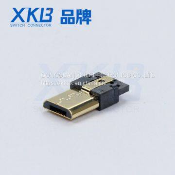 MICRO Male Head Welding Line Gold Plated MK Pedestal 5/2PIN Shell Stainless Steel USB Connector