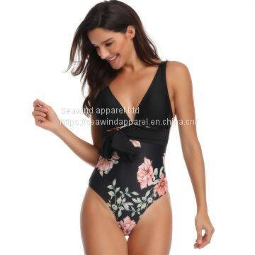 New European and American Siamese deep V swimwear wholesale