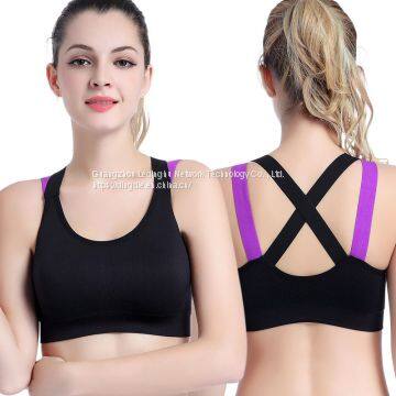 No Steel Mesh Mesh Stitching Back Sports Bra, quick-dry shock-proof large size fitness yoga running sports underwear