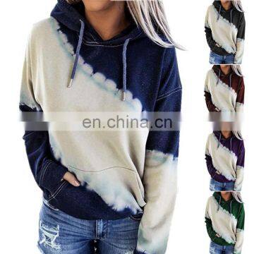 Autumn/winter European and American Women's Blouse Loose Tie-dye Printed Long Sleeve Hoodie Sweatshirts