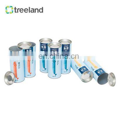 Food Grade Cylinder Tube with Metal Lid Custom Paper Box with Aluminum Foil Liner Environmentally Friendly Food Packaging