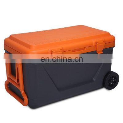 Wholesale portable insulated 45 liter cooler box wheeled beach cooler with handle