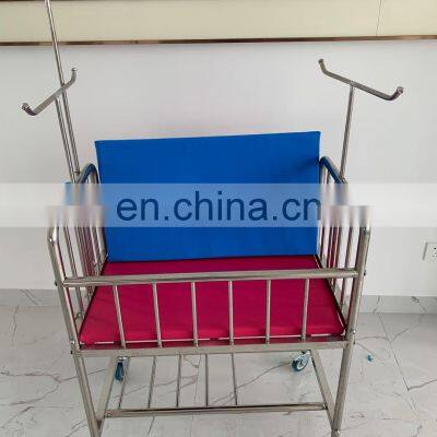 Hospital Used Stainless Operating Steel Baby Bed With Mattress