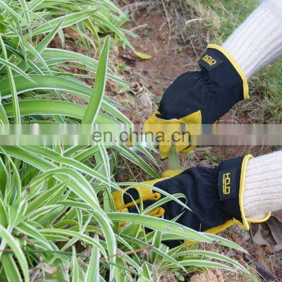 HANDLANDY Dexterity Breathable Design Men Leather Garden Gloves Utility Leather Palm Work Gloves Mechanics photo-5