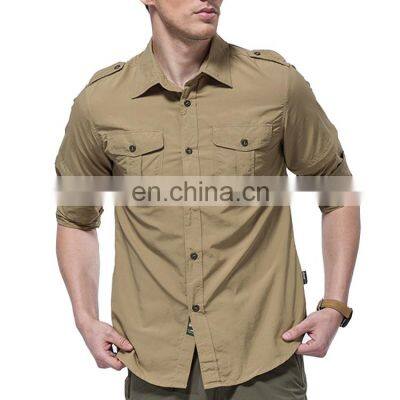 hot selling Hight quality leisure sleeves off Cargo shirt customize logo for man