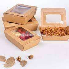 Eco-friendly Compostable paper To Go Lunch Boxes with window compostable packaging