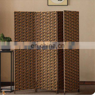 4 panel rattan partition screen wood room dividers for sale