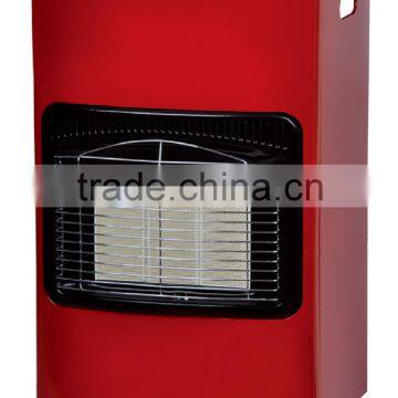 Patio gas burning radiator heater with castors