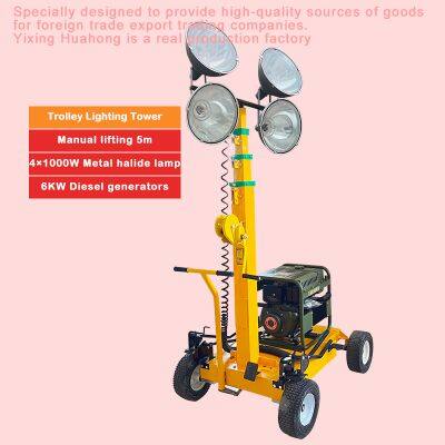 Trolley Lighting Tower LED Mobile Lamp Telescopic Light Towers photo-2