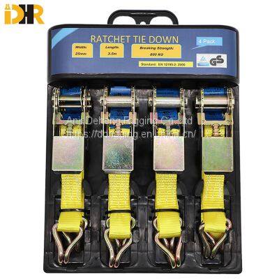 1 Inch Ratchet Tie Down Strap With S Hook for Cargo Control 4pk photo-3