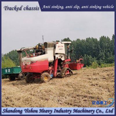 Customized modification of rubber track wheel wheat harvester with strong off-road performance