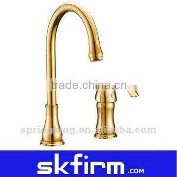 Gorgeous Dual Handle Gold Plated Basin Mixer Faucet