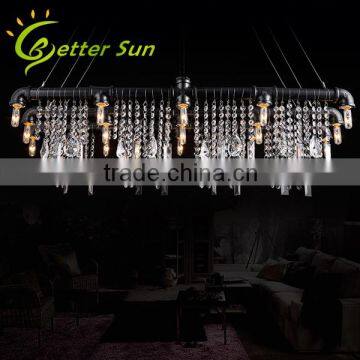 Industrial Style Crystal Water Pipe Pendant Light Fixture for Bar