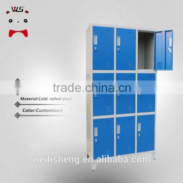 WLS cheap metal school storage cabinet 9 door metal sports locker