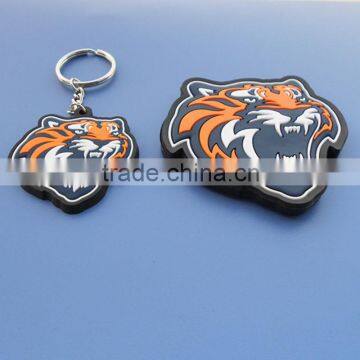 hot sale high quality custom soft pvc tiger shape keychains for promotion