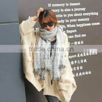 Latest Style Tassel Woven Two-Tone Loop Yarn Lady Winter Wraps And Shawls photo-5