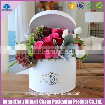 Colorful flower decoration cardboard gold stamping print flower hat box with ribbon hands