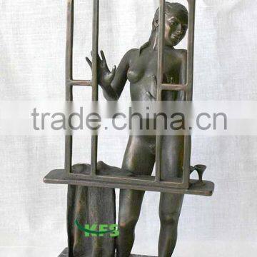 Bronze sexy nude lady art deco