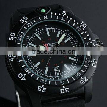 New Swiss Design Mens Black Military Functional Bezel Red 24 hours Ring Army Watch MR064