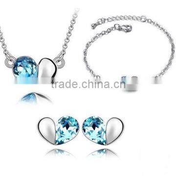 Manufacturer Wholesale Fancy Blue Crystal Jewelry Set