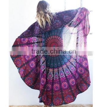 Hot Sale Indian Printed Round Hippy Boho Beach Cotton Tablecloth Towel Blanket Throw Yoga Mat Tapestry Mandala