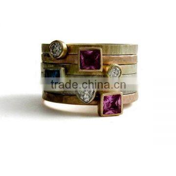 Stacking Initial Rings and Stacking Birthstone Rings. Mothers Rings in a Set Stackable Rings in Silver photo-2