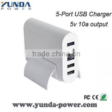 5 Port USB Wall Charger 5V 10A Output Mobile Charger