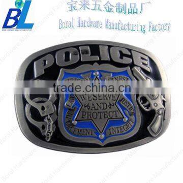 Brushed metal police belt buckles