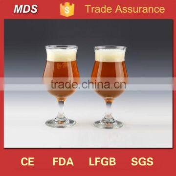 Print fluted pilsner cognac tulip shaped beer glass with stem