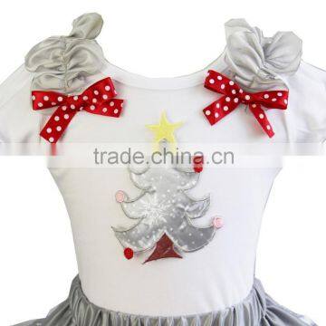 Xmas Silver Snowflake Ruffles Lovely Tree White Short Sleeves Tee