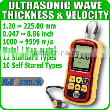 Tester Gauge Velocity 1.2~225mm Metal Wave Ultrasonic Thickness Meter