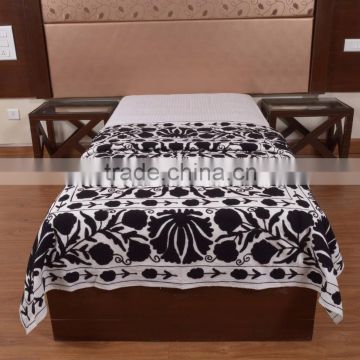 Suzani Bed Cover Indian Tapestry Cotton Bedspread Twin Embroidered Wall Hanging