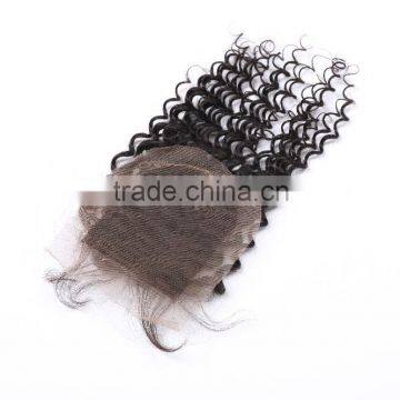 4''x4' Jerry Curl Lace Closure Brazilian Virgin Hair Curly Weave Human Hair Free Part Middle Part Jerry Curl Closure