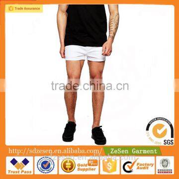 Wholesale Custom Slim Fit Denim Jeans Shorts Stretch Slim Shorter Length In White For Men