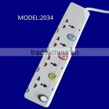 4 way extension socket,plug socket independent switch electrical socket