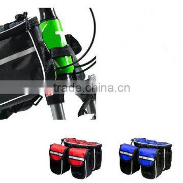 Bicycle Frame Separable Nylon Fabric Waterproof Top Tube Bag with Reflective Stripe