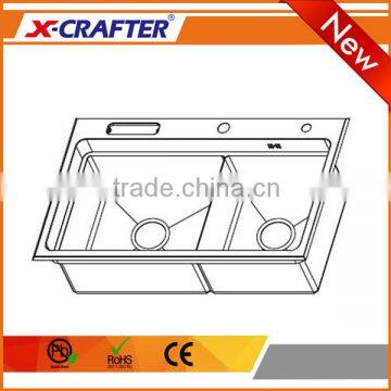 Brushed Surface Treatment Double Bowl Overmount Water Sink photo-3