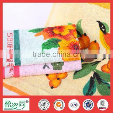 Whosale price 100%cotton 3 colors printed face towel with bird and tree pattern made in China