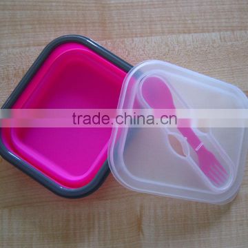 FDA & LFGB standard single collapsible silicone lunch box