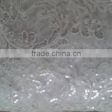 2016 Sublime border french lace full sequined french lace white from dubai/Nigerian sequin white embroidered dresses cord lace