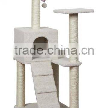 Anji Kaifeng popular small Luxury wood and sisal Cat Tree ,cat Scratching Post KF8022