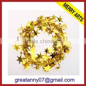 Circle christmas foil decoration round tinsel gold garland for festival ornament