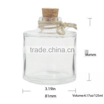 Clear Cylindrical Shape Empty Glass Mason Bottles With Cork Lid