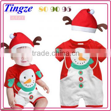 2015 Wholesale infant christmas clothing with hat organic cotton baby rompers wholesale baby clothes TR-CA07