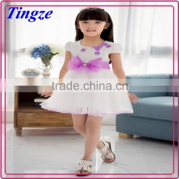 Lovely big bowknot decorated wholesale beautiful girls puffy dresses for kids