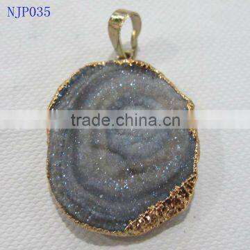 Drusy Sun Agate Pendant Jewelry-NJP035