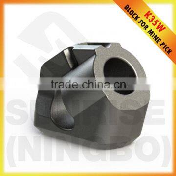 K35W Round shank tungsten carbide tooth block bit holder