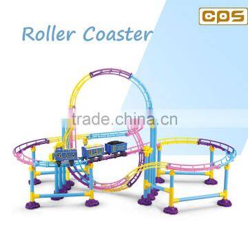 Lovely park roller coaster with lights for child